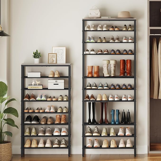 YATINEY 12 Tier Shoe Rack, Large Capacity Shoe Storage Organizer Holds 48 Pairs, Sturdy and Stable, for Entryway, Hallway, Closet, Dorm Room, Greige and Black SS12BG - Image 7
