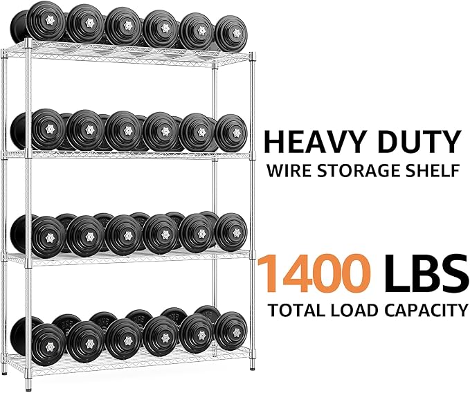 M MZG 5-Shelf Storage Shelves,Wire Shelving Heavy Duty Metal Storage Shelving Unit Adjustable Garage Shelving Rack Pantry Kitchen (Chrome, 4 Tier,15.8" D x 45.3" W x 59.4" H) - Image 4