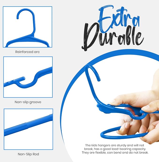 Utopia Home 60 Pack Kids Hangers - 11.5 Inch Plastic Baby Hangers for Closet - Childrens Hanger for Clothes & Infant Hanger for Closet - (Blue) - Image 4