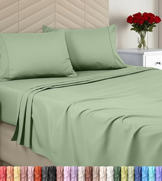Utopia Bedding Queen Size 4 Piece Sheet Set - Brushed Microfiber - Soft Bed Sheets for Queen Size Bed Set - Includes 1 Fitted, 1 Flat, & 2 Pillow Cases - Deep Pocket (Sage)
