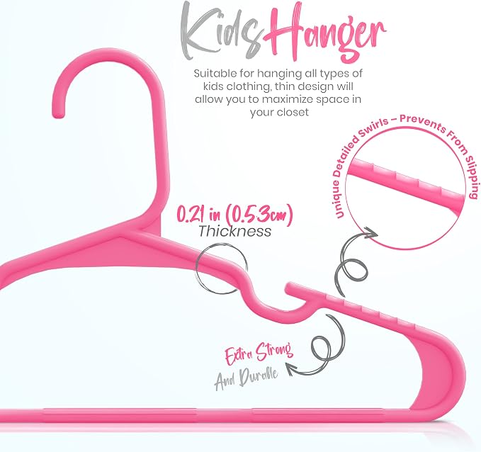 Utopia Home 20 Pack Kids Hangers - 11.5 Inch Plastic Baby Hangers for Closet - Childrens Hangers for Clothes & Infant Hangers for Closet - Ideal for Everyday Standard Use (Pink) - Image 2