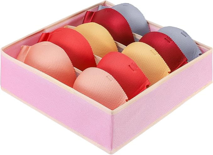 Drawer under Cabinet Clothes Organizer 5 Cell Foldable Storage Cubes Underwear Drawer Organizer Dividers Storage Boxes for Bra, Underwear（Pink） by Unknown
