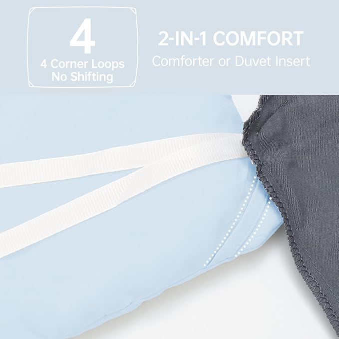 MUXHOMO Queen Comforter Set, All Season Ultra Soft Down Alternative Bedding - 3 Piece Lightweight Bed Set Includes 1 Comforter (90"x90") and 2 Pillow Shams (20"x26"), Light Blue