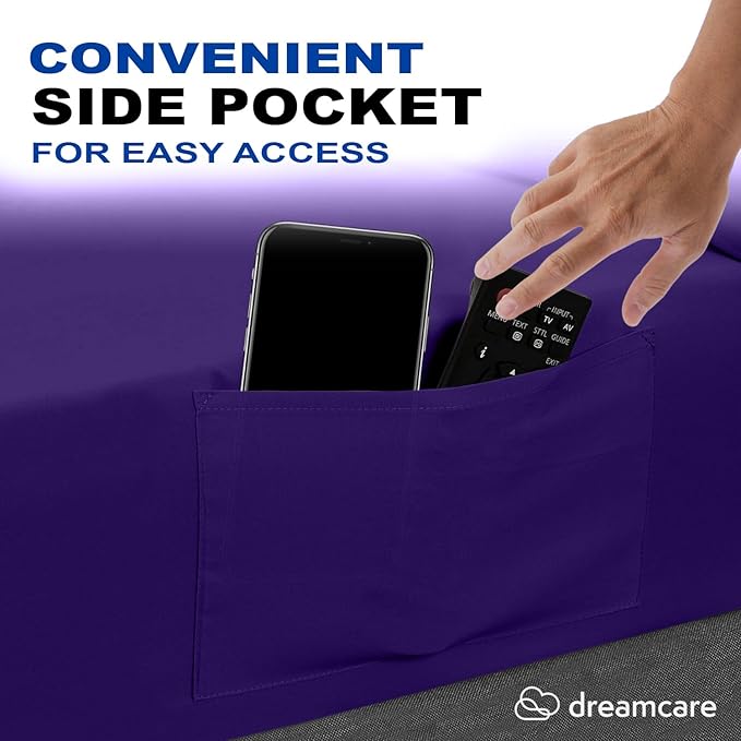 DREAMCARE California King Sheet Sets - Cooling Bed Sheets - 4pcs Set - up to 15" Deep Pocket Cal King Sheets - California King Sheets - Soft & Lasting 100% Brushed Polyester with Side Pocket - Purple