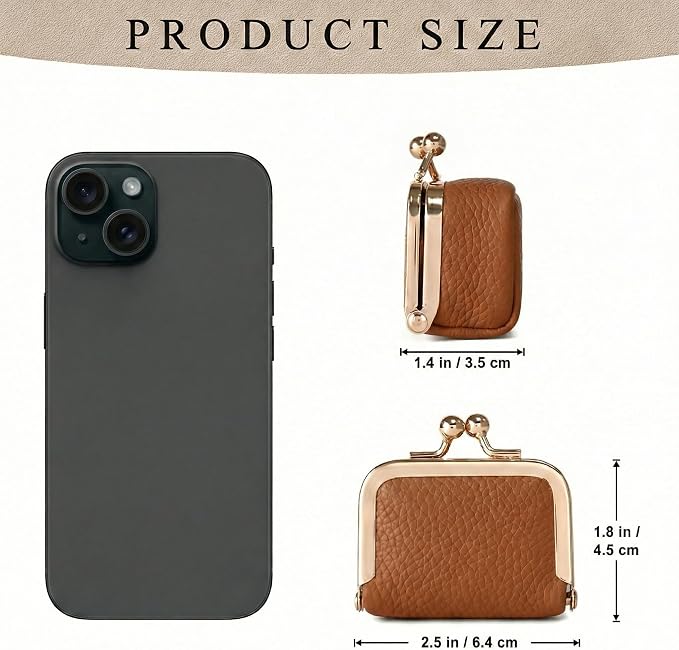 Zivyes Mini Jewelry Box Travel Small Coin Purse Organizer Case Genuine Leather Tiny Size (Caramel) - Image 3
