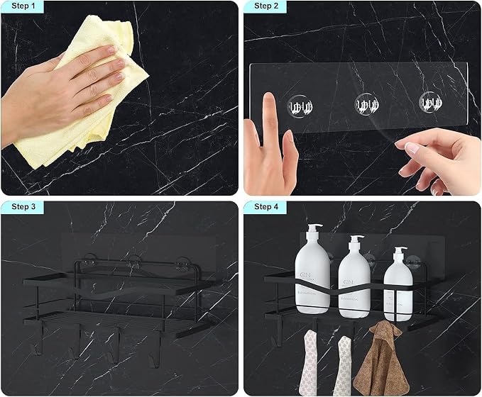 14PCS Shower Caddy Adhesive Replacement,Shower Shelves Adhesive Strip Pad Shower Organizer Sticker Replacement Bathroom Heavy Duty Strong Sticky Wall Adhesive No Drilling Strong Transparent Adhesive - Image 5
