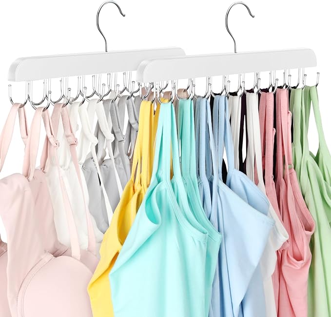 Resovo Bra Hanger for Closet, Tank Top Hanger 20 Hooks Capacity Foldable Wood Space Saving Hangers Closet Organizers and Storage for Dorm & Apartment for Tank Top, Bra, Scarf by LearnMoreAboutResovo