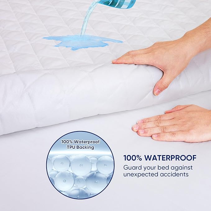 WESLEEPER Mattress Protector Waterproof Mattress Protector Mattress Bed Cover Super Soft Breathable Machine Washable Cover for Home, Bedroom, Hotel (Blue, Full)