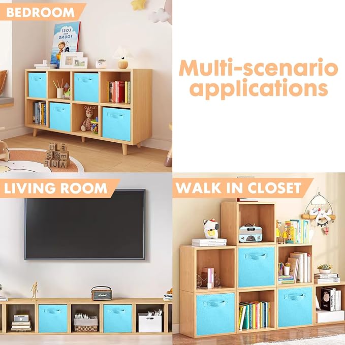Shellkingdom Storage Bins, Foldable Fabric Storage Cubes And Cloth Storage Organizer Drawer For Closet And Toys Storage,2 Pack（Light Blue） - Image 6