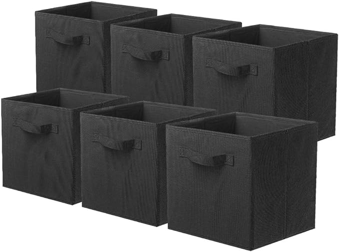 ShellKingdom Foldable Fabric Storage Cubes And Cloth Organizer Drawer For Closet And Toys, 6 Pack (Black) by ShellKingdom