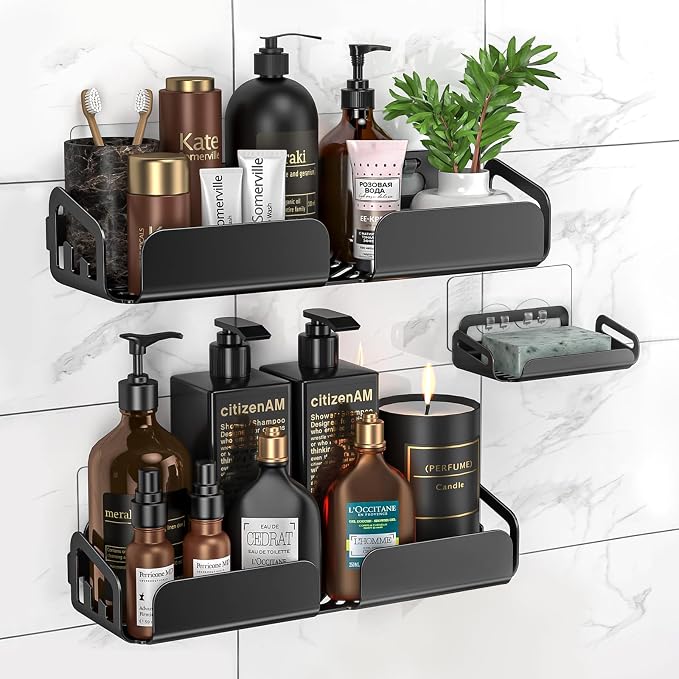 Shower Caddy Adhesive Replacement, Adhesive Hooks Stickers, Strong Hook Strip for Shower Caddy Basket Shelf, Soap Holder, Bathroom Storage Corner Shelves, Kitchen Racks (Transparent-6Pack) - Image 7