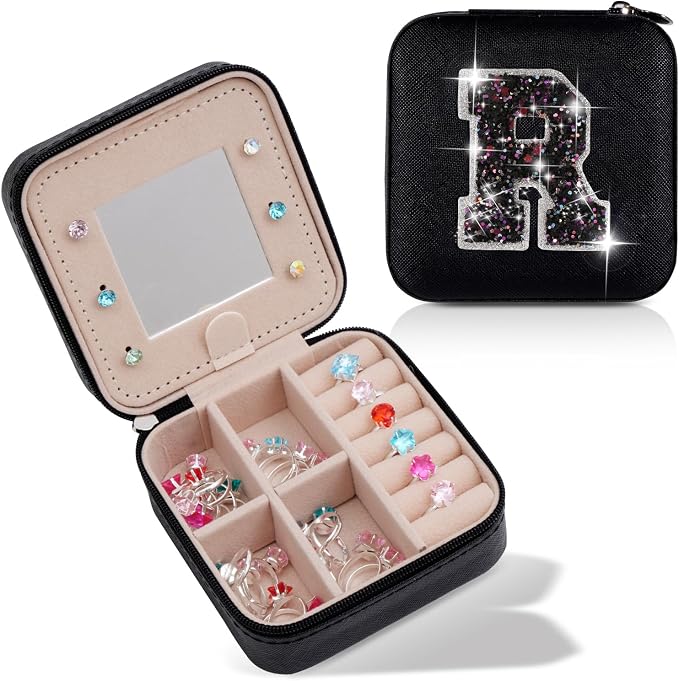 Uygafly Personalized Anniversary Wife's Birthday Gifts,Mothers Day Gifts for Women Wife,Wife Gifts from Husband,Cool Birthday Gifts for Wife,Jewelry Case Cute Jewelry Box for Women | Black,R by Uygafly
