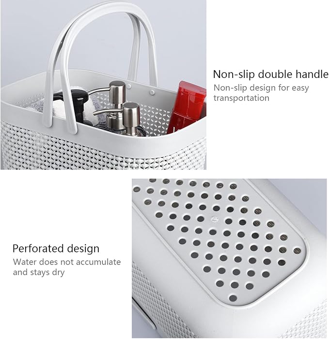 UUJOLY Portable Shower Caddy Basket Tote, Plastic Storage Basket with Handles Organizer Bins for Kitchen Bathroom College Dorm, Grey 2 Pack - Image 7
