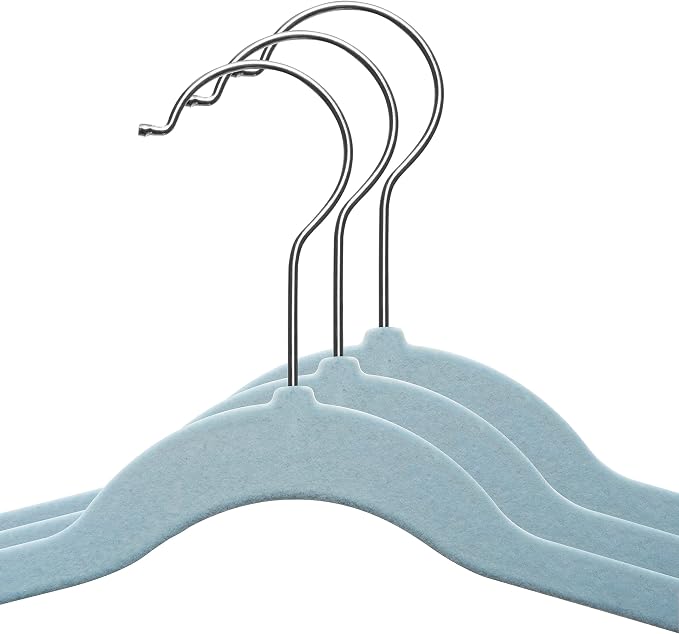 TechZoo 50 Pack Premium Baby Velvet Hangers (Blue) - 11.8" Inches Non-Slip, Ultra-Slim & Space-Saving Toddler Hangers - 360° Rotating Hook, Strong & Durable Hanger for Children, Infant & Toddler - Image 8