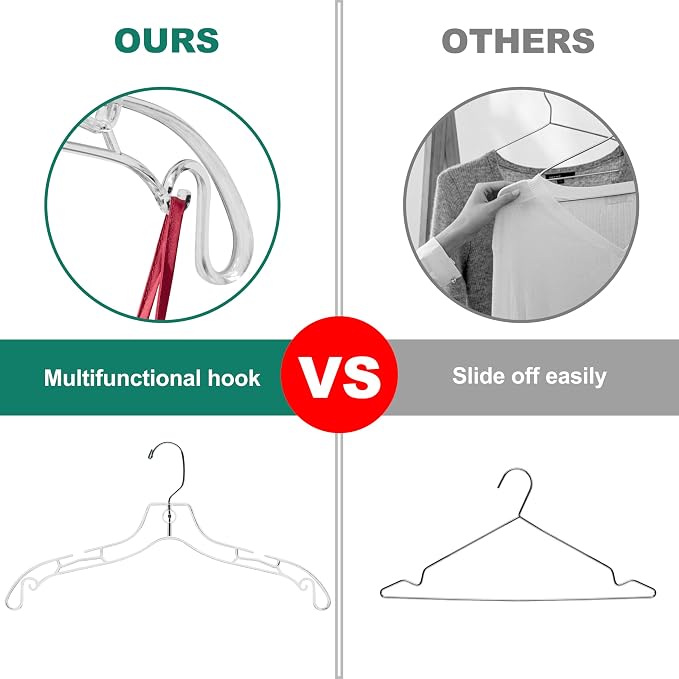 Quality Clear Hangers 12 Pack - Crystal Hangers for Clothes - Durable Plastic Hanger Set - Invisible Dress for Suits - Heavy Duty - Nonslip Coat and Shirt - Image 6