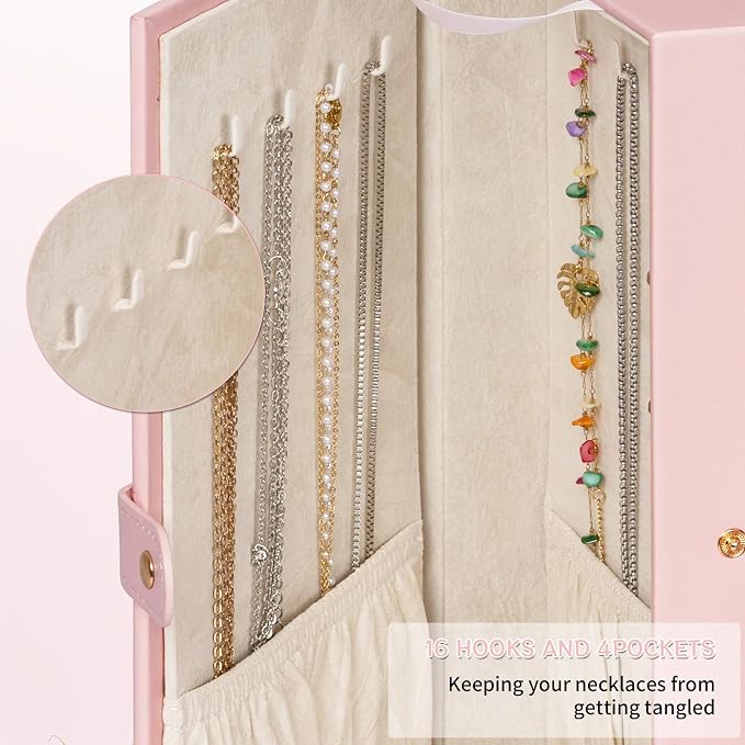 AKOZLIN Huge Jewelry Box Organizer Functional Extra Large Leather Jewelry Storage Case for Women Girls Ring Necklace Earring Bracelet Holder Organizer with Mirror - Image 7