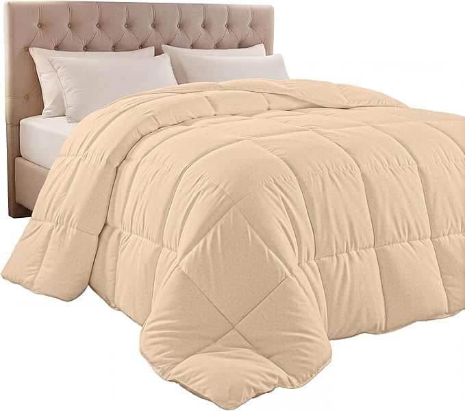 Utopia Bedding Twin Comforter Duvet Insert, Quilted Beige Comforter with Corner Tabs, Box Stitched Down Alternative Comforters Twin Size 64 x 88 inches