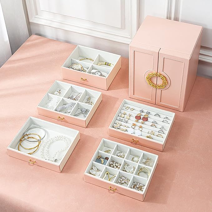 Cute Jewelry Box for Women teen Girls Jewelry Organizer Large Jewelry Organizers and Storage Faux Leather Jewelry Storage Jewlery Box Jewellery Box Joyeros Organizador De Mujer - Image 4