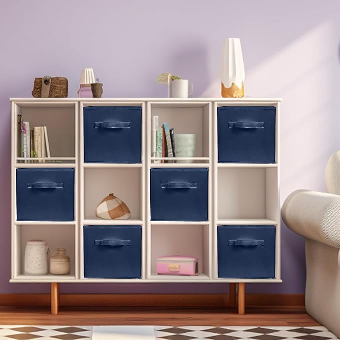 ShellKingdom Storage Bins, Foldable Fabric Storage Cubes and Cloth Organizer Drawer for Closet and Toys, 6 Pack (Dark Blue) - Image 3