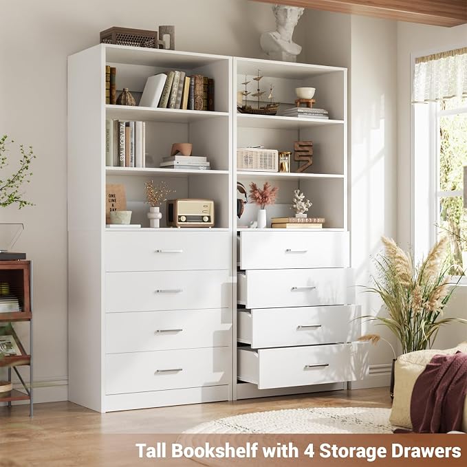 Aheaplus Closet Drawers System, 21.3" Wood Closet Organizer System with 4 Drawers, Modular Walk-in Closet System Storage Unit, Small Closets Wardrobe Rack, Tall Storage Cabinet Unit, White - Image 2
