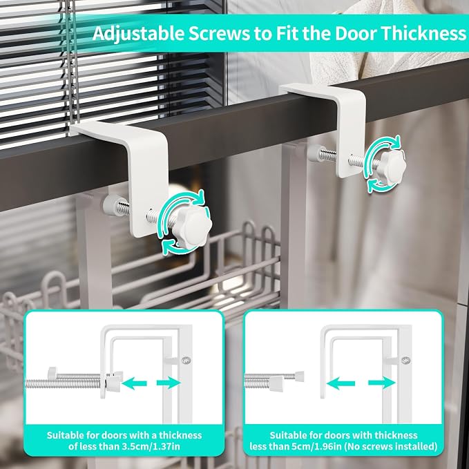 HapiRm 3 Tier Over the Door Shower Caddy, Hanging Shower Caddy with 16 Hooks and 2 Soap Holders, No Drilling Adjustable Hanging Bathroom Organizer - White - Image 4