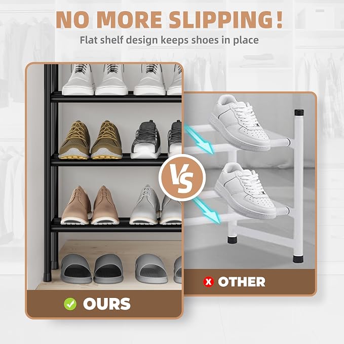 STORAGE MANIAC Long Expandable Shoe Rack, 24 Pairs Metal Wide Stackable Shoe Rack, Adjustable Shoes Shelf, Freestanding Shoes Organizer for Closet, Entryway, Hallway, Garage, Front Door, 4 Tiers - Image 5