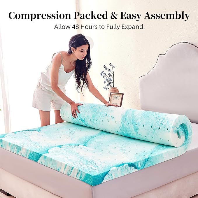 3 inch Memory Foam Mattress Topper Queen Size Bed, Gel Infused Memory Foam Mattress Pad for Back Pain Relief, 60x80 Inches