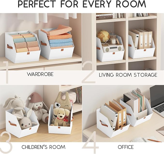 Homsorout Fabric Closet Storage Cubes - 8 Pack Square Storage Bins with Dual Handles for Clothes, Towels, Toys, Cube Storage Organizers for Bedroom, Nursery, Shelves, Closet, Small Spaces, White - Image 8