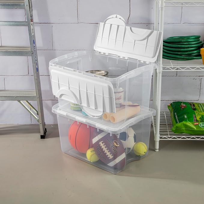 Sterilite 6-Pack Stackable Storage Bin with Lid, Clear Plastic Design, 48 Quart - Image 7