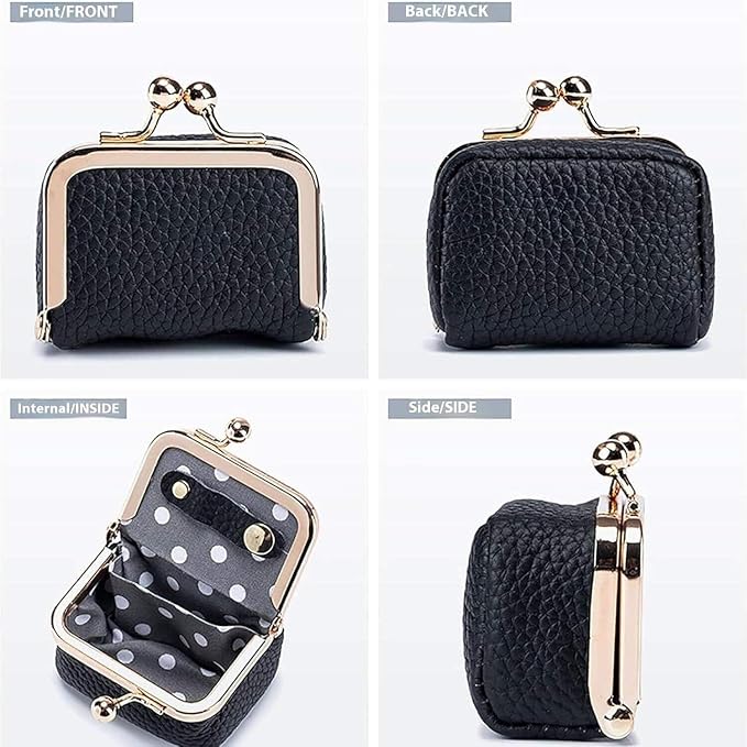 Leather Mini Jewelry Box, Portable Vintage Leather Coin Purse Jewelry Box with kiss Lock, Mini Travel Ring Box for Earrings/Rings/Necklaces/Bracelets - Image 5