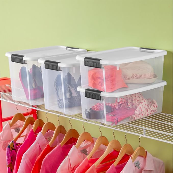 Sterilite 18-Pack Ultra Latching Box, Storage Bins with Lids, Clear Plastic, 18 Quart - Heavy-Duty Organizing Containers for Closet, Bathroom, and Office - Image 8