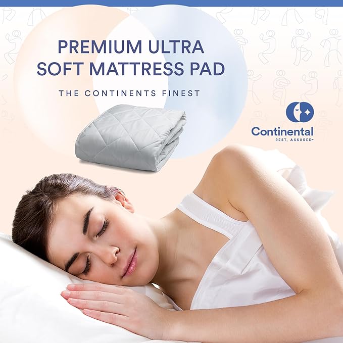 Continental Bedding King Size Mattress Pad Protector Sheets - Quilted Fitted Mattress Cover - Premium Cotton Mattress Bed Pad Topper Up to 18 Inches Deep - Machine Washable - 300 Thread Count