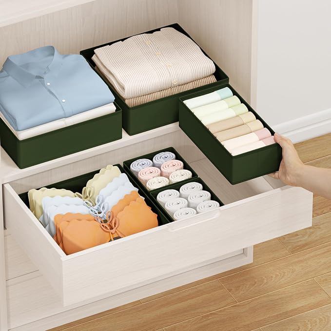 DIMJ Drawer Organizer Clothes, 24 Pack Dresser Organizer, Foldable Closet Organizers and Storage, Fabric Dresser Bins, Drawer Dividers for Nursery, Baby Clothes, Underwears, Sock - Image 3