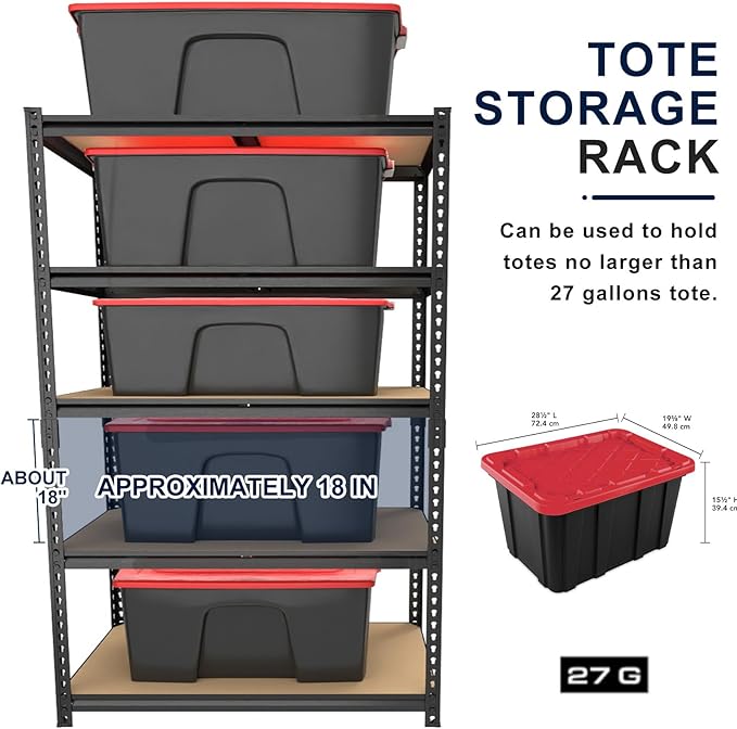 Garage Storage Shelves 72'',Ajustable Garage Shelving Units, Storage Shelves Heavy Duty, Metal Shelving for Basement, Warehouse, Workshop, Pantry, Closet, 2400 LBS, 16" D x 35.5" W x 72" H - Image 5