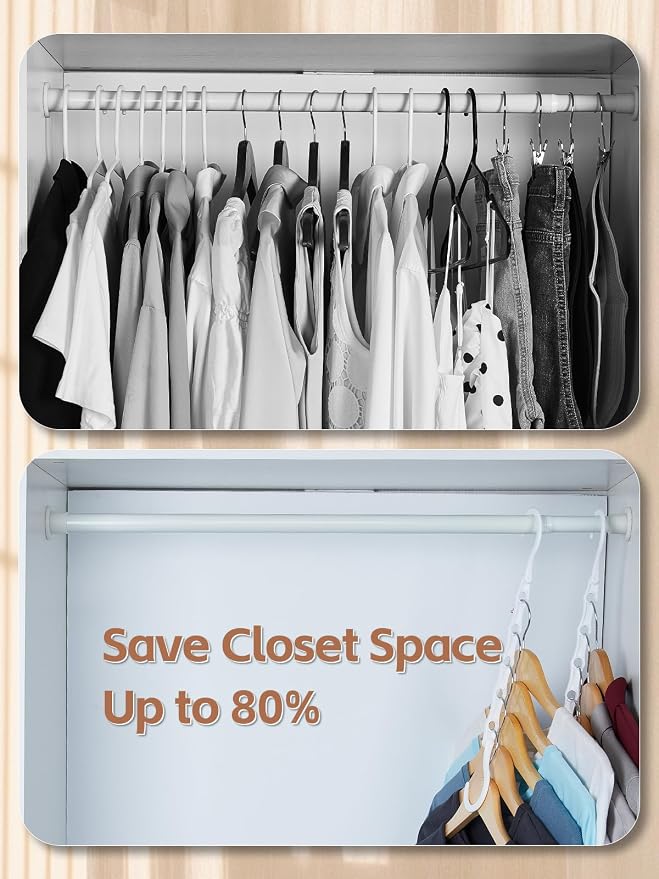 HOUSE DAY White Magic Space Saving Hangers, Premium Smart Hanger Hooks, Sturdy Cascading Hangers with 5 Holes for Heavy Clothes, Closet Organizers and Storage, College Dorm Room Essentials 10 Pack - Image 3