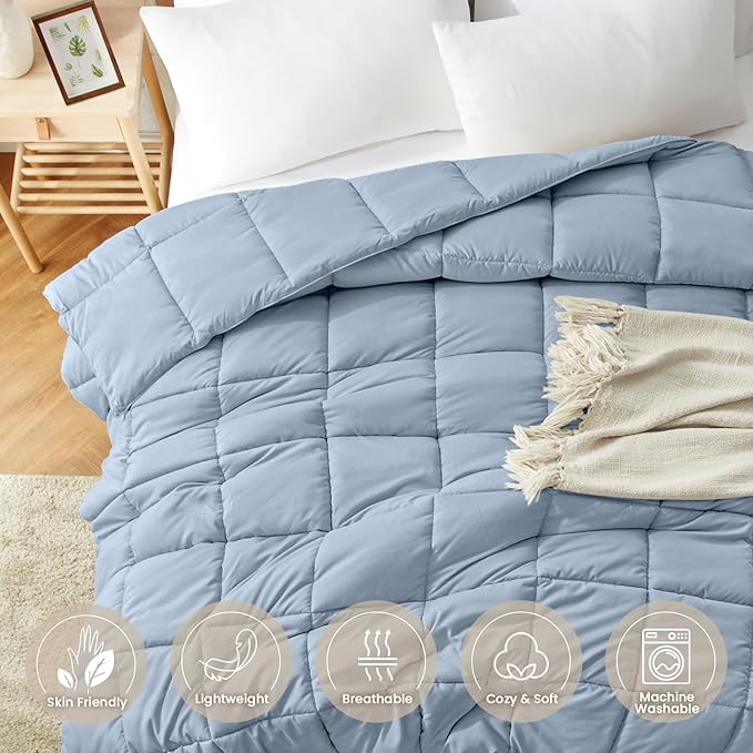 Homelike Moment Comforters Queen Size - Blue Duvet Insert Down Alternative Bed Queen Comforter, Lightweight Bedding Comforters Full Size Quilted Soft All Season Blue