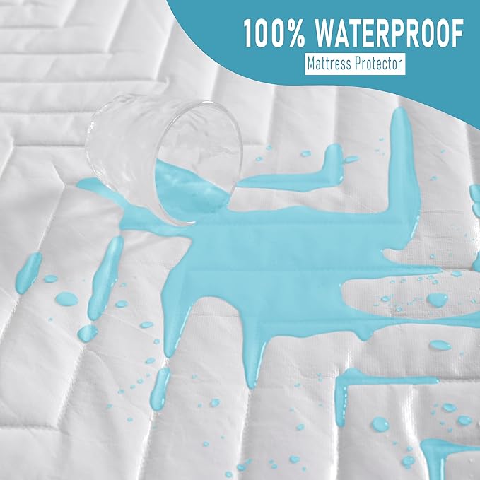Quilted Waterproof Mattress Protector - California King Size 15" Deep Pocket Fitted Sheet, Ultra-Soft Breathable and Machine Washable Mattress Pad Cover - Smoke Grey