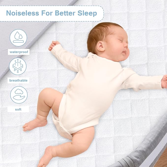 Waterproof Bassinet Mattress Protector Cover, Fits for BabyBond, BCOL, Koolababy/KoolerThings, Jimglo, INFANS and Semphis Bassinet, 2 Pack, Skin Friendly and Breathable Bassinet Mattress Pad