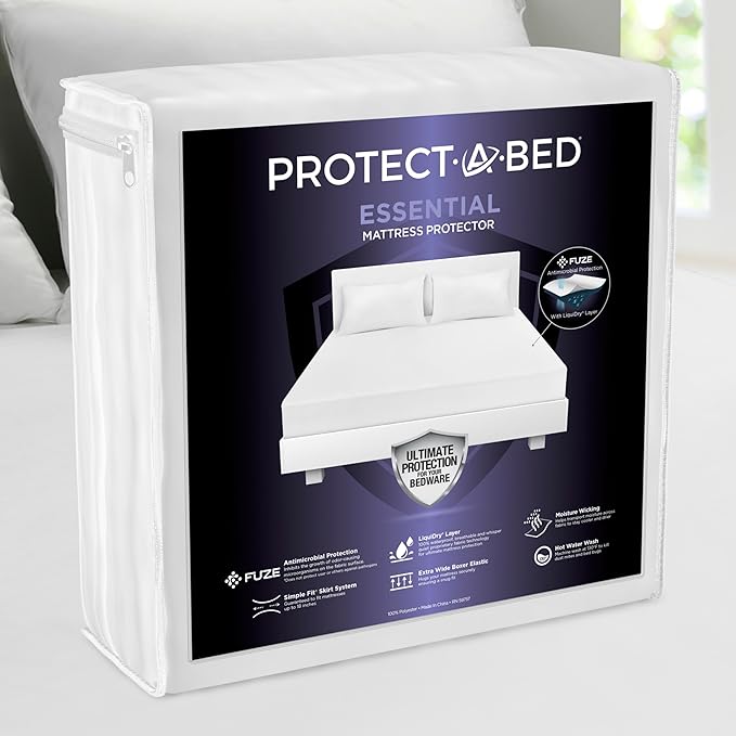Protect-A-Bed Essential Mattress Protector Twin XL, Dust Mite Resistant, Noiseless and Odor-Resistant Mattress Cover, 100% Waterproof Top, Machine Washable, Fits 11"-18" Mattresses