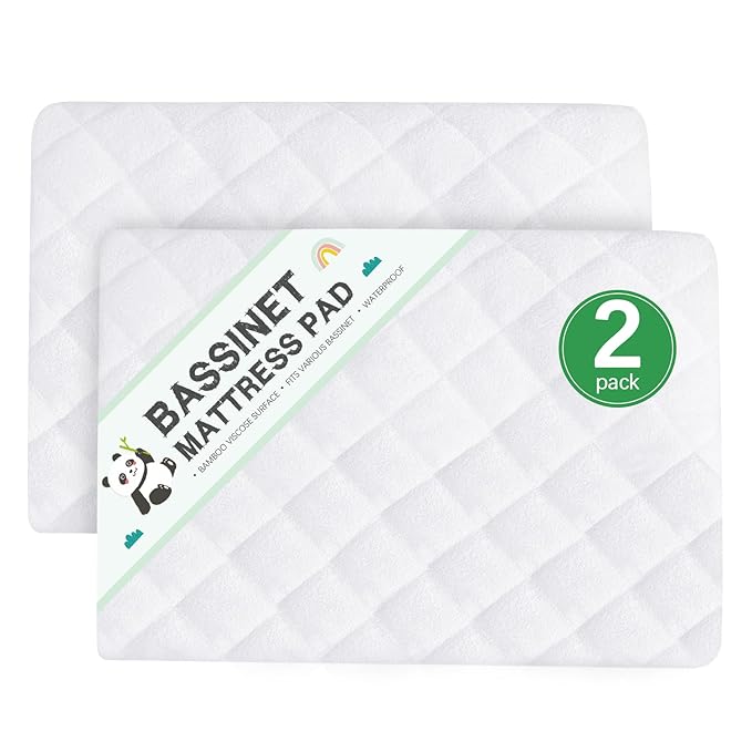 Waterproof Bassinet Mattress Protector, Fit for 21" x 31" Maxi COSI Iora, Cloud Baby, Yacul and Graco Dreammore Bassinet, Ultra Soft Breathable, Washer & Dryer