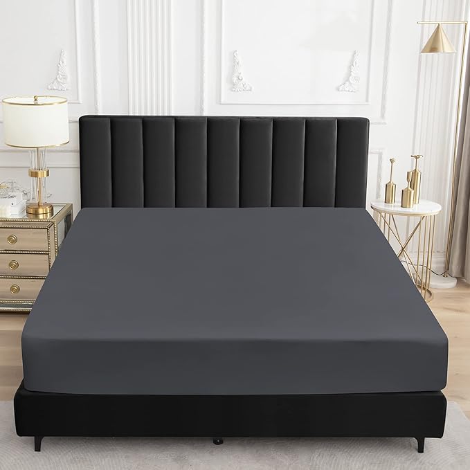 Sufdari Cal King Mattress Protector,Waterproof Mattress Protector,Fitted Sheet Style Mattress Cover with 18" Deep Pocket,Washable and Comfortable-Deep Gray,California King