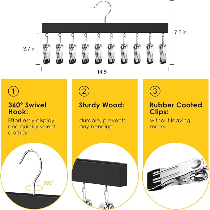 Legging Organizer for Closet, Pants Hangers with Clips Holds 20 Leggings, Jeans, Hats, Shorts, Socks, 360° Rotating Space Saving Hanging Clothes Organizer for Closet Storage 2Pcs - Image 5