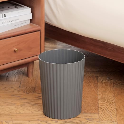 JiatuA Small Trash Can Plastic Wastebasket Round Garbage Container Bin for Bathroom, Kitchen, Bedroom, Home Office, College Dorm, Dark Grey - Image 2