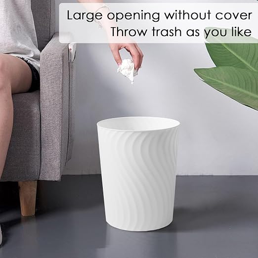 YGJT Small Trash Can, 3 Pack 1.8 Gallons Bathroom Trash Can, Slim Waste Basket, Round Garbage Can, Plastic Trash Bin for Kitchen, Dorm, Bedroom, Office, Living Room, Study, Compact Spaces(White) - Image 3
