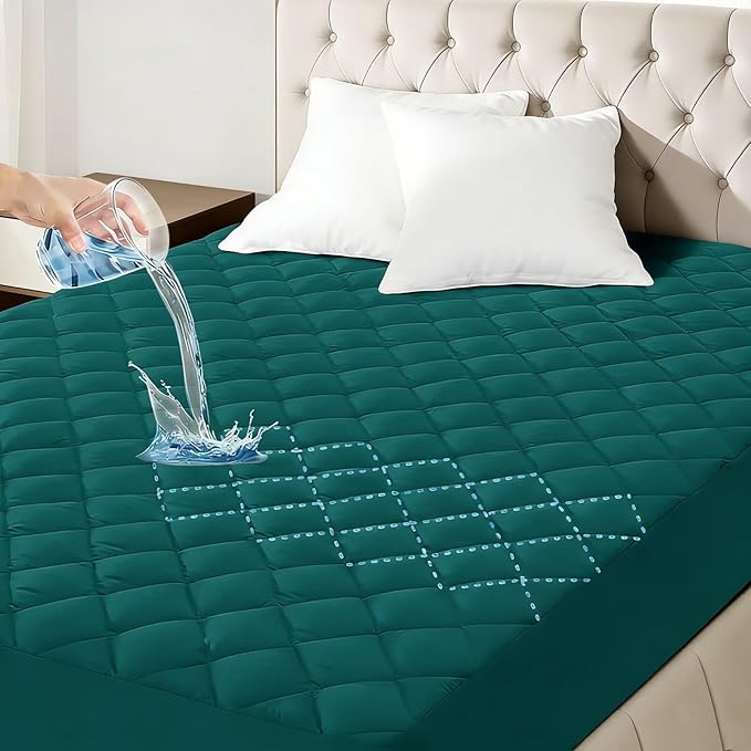 Shatex King Size Mattress Pad - Breathable Quilted Mattress Topper Protector with 8-16 Inches Deep Pocket, Machine Washable (78x80inch,Dark Green)