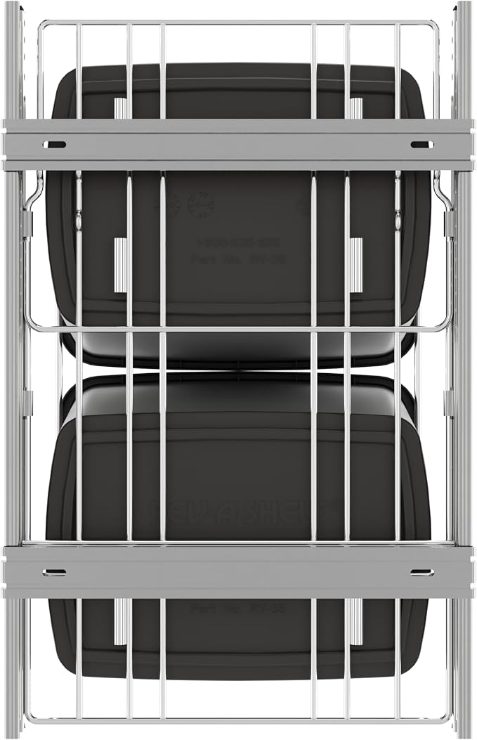 Rev-A-Shelf RV-18KD-13C-S Double Pullout Trash Can for Kitchen Cabinets 35 Quart Garbage Recycling Bin on Full Extension Slides, Gray - Image 7