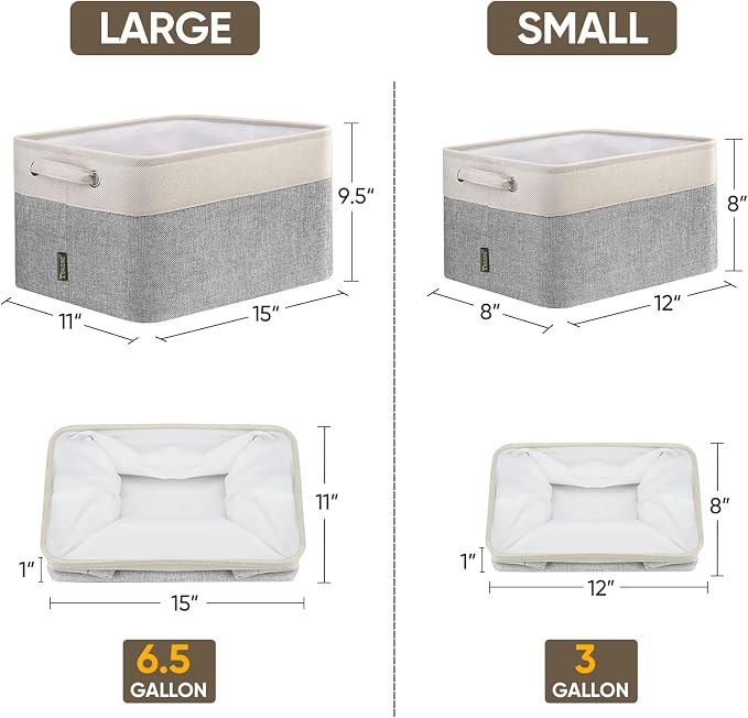 BALEINE 1 Pack Fabric Closet Storage Bins for Shelves, Linen Closet Organizers and Storage, Decorative Baskets for Organizing, Shelf, Clothes, Home, Office (Grey, 15''x11''x9.5'') - Image 2