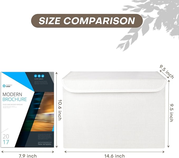 Bagnizer Large 22 Quart Linen Fabric Foldable Storage Bin Cube Organizer Basket with Flip-Top Lid & Handles, Clothes Blanket Box for Home, Office, Closet, White, 4 Pack 14.6 x 9.5 x 9.5” - Image 2