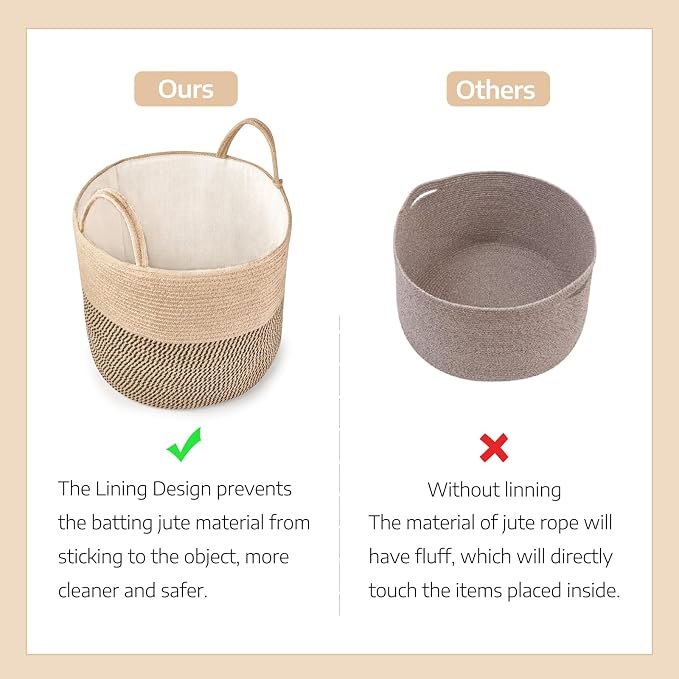 Mkono Woven Storage Basket Decorative Rope Basket Wooden Bead Decoration for Blankets,Toys,Clothes,Shoes,Plant Organizer Bin with Handles Living Room Home Decor, Yellow and Black, 16" W × 13.8" - Image 8