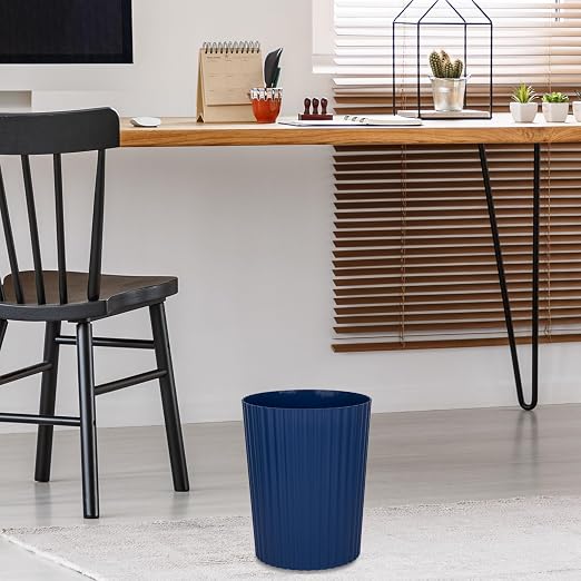 JiatuA Small Trash Can Plastic Wastebasket Round Garbage Container Bin for Bathroom, Kitchen, Bedroom, Home Office, College Dorm, Navy Blue 2 Pack - Image 5